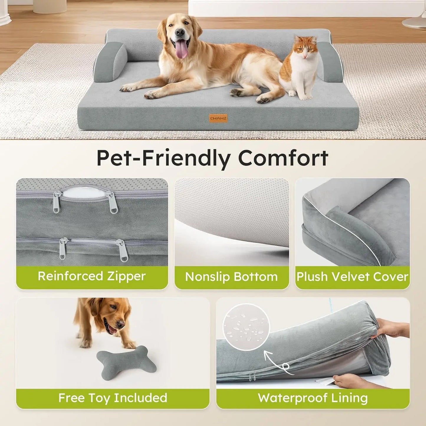 Orthopedic Dog Bed With Cooling Memory Foam And Waterproof Cover