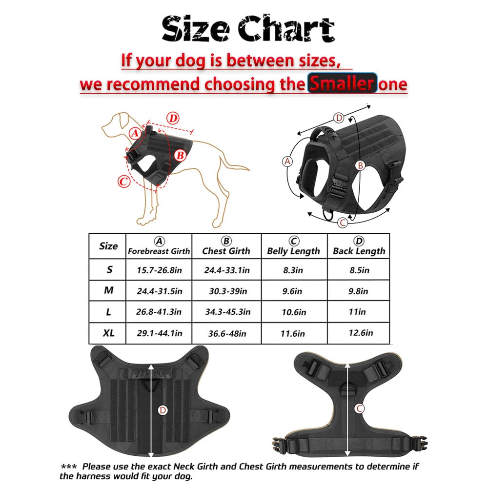 PETRAVELCN Tactical Dog Harness Leash Set No Pull Durable