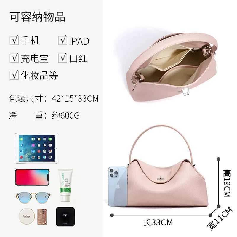 Shoulder Tote Bag Rodeo Style Luxury Top Grain Cowhide Women's Bag - Dual-Use Armpit & Commuting Tote with Large Capacity KZ011
