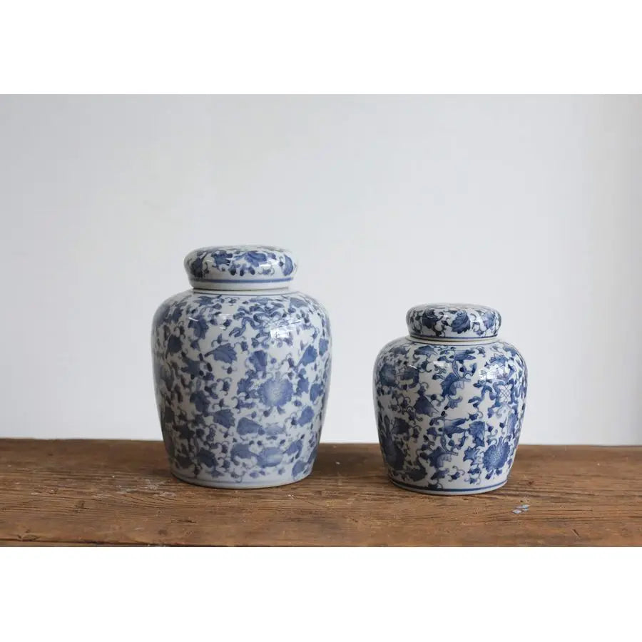 Classic Pattern Ceramic Ginger Jar With Lid Decorative Home Accent