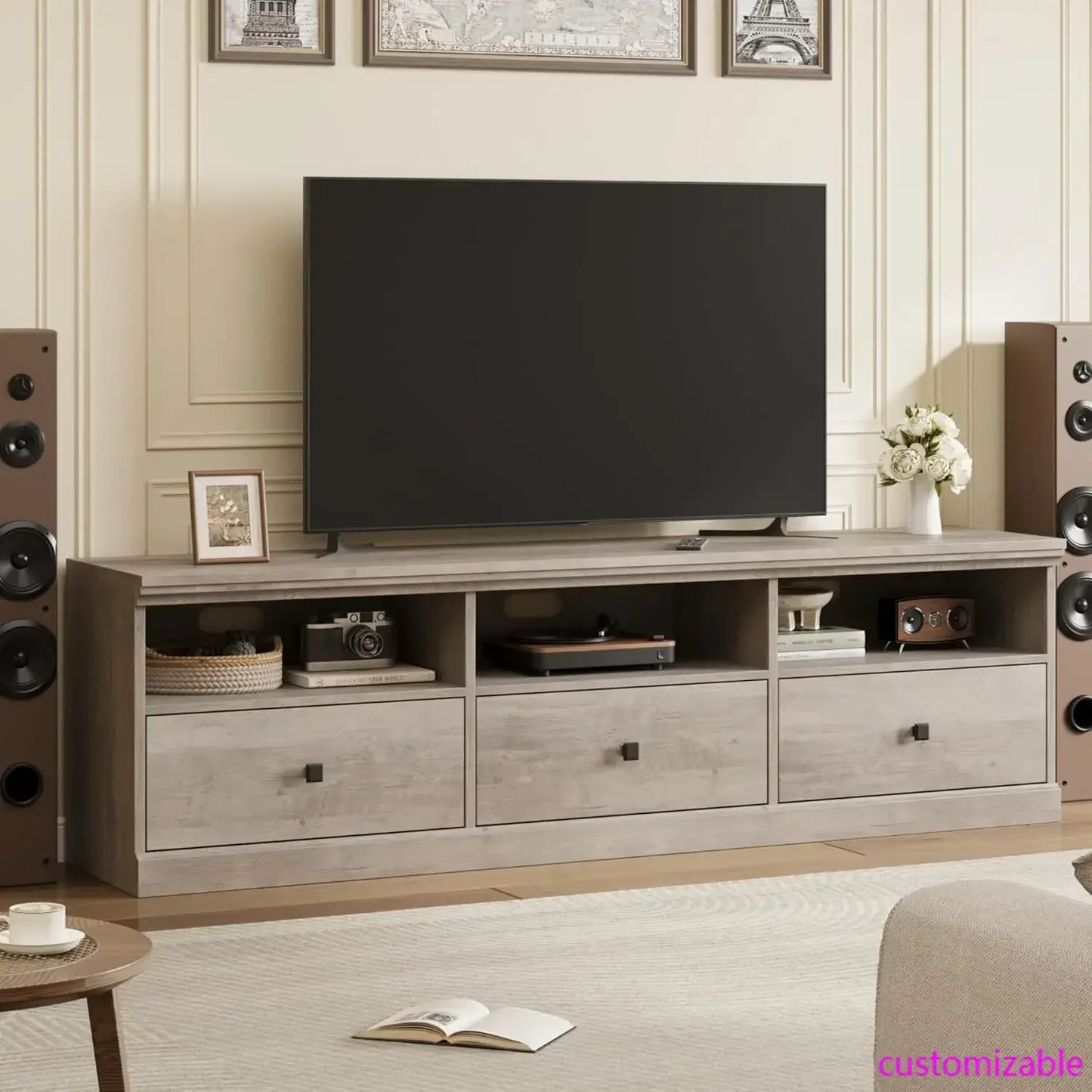 XMSJ Mid Century Modern TV Stand With Storage And Shelves