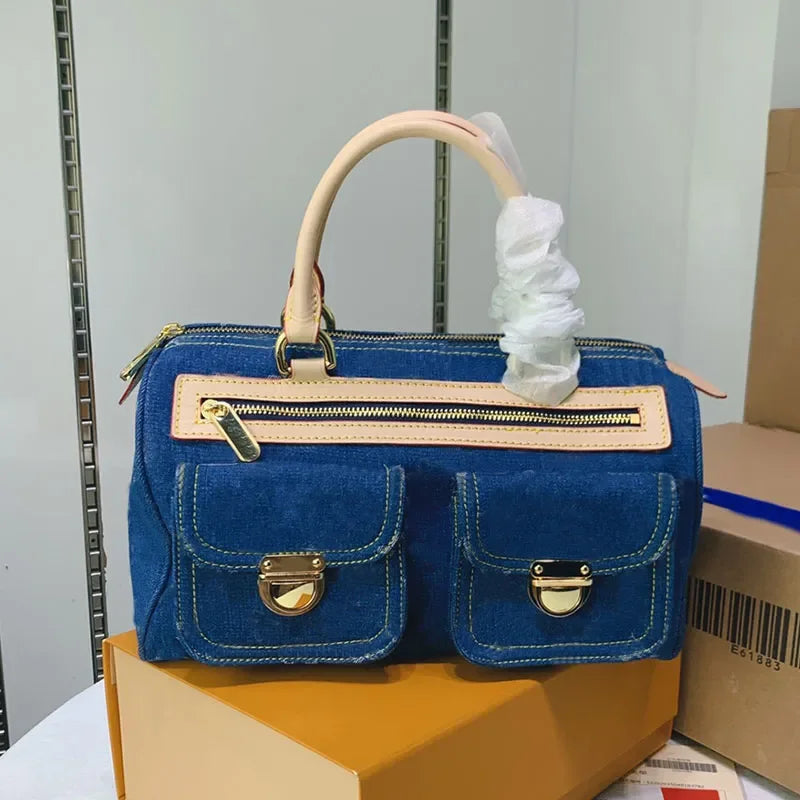 10AAA HOT Selling Designer Luxury Bag M44472 Vintage Denim Tote Pink Cowboy Shoulder Bag Handbags Purse Zipper Old Flower Women