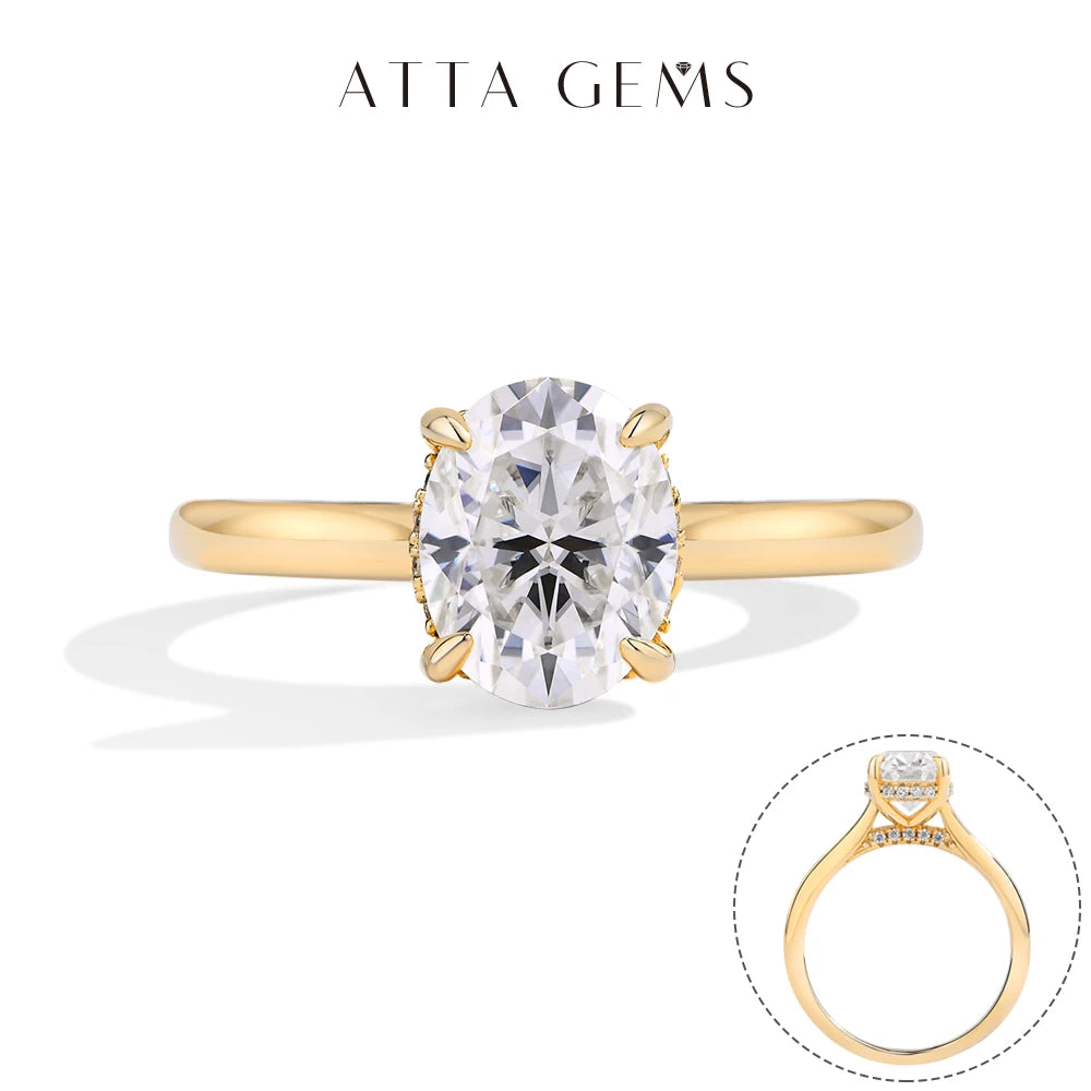 ATTAGEMS Oval Cut 9*7mm 2.0CT DVVS1 Moissanite Rings Women S925 Sterling Silver Wedding Engagement Ring Fine Jewelry Certificate