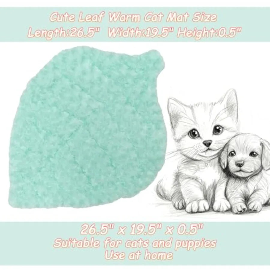 Cat Warming Mat Leaf Shaped Pad Velvet Soft And Durable