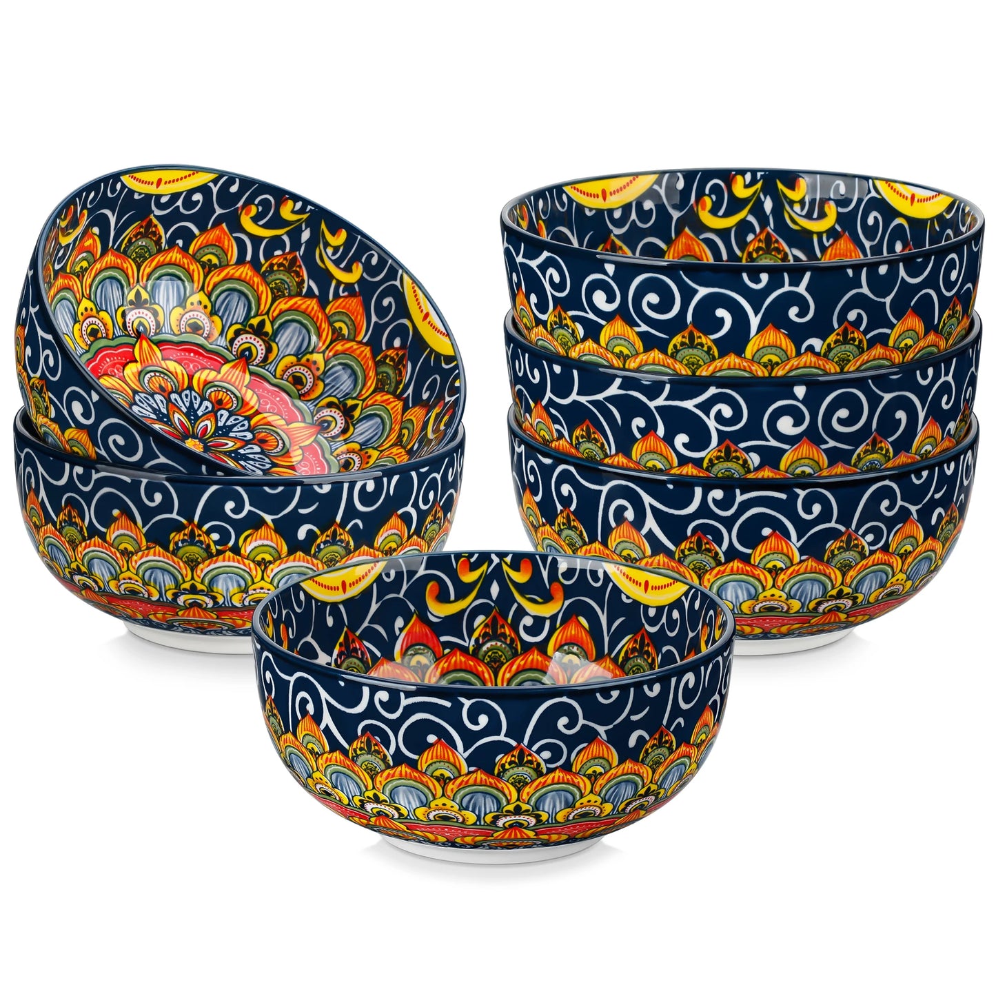 Malacasa Porcelain Cereal Bowls Set Floral Bohemian Style