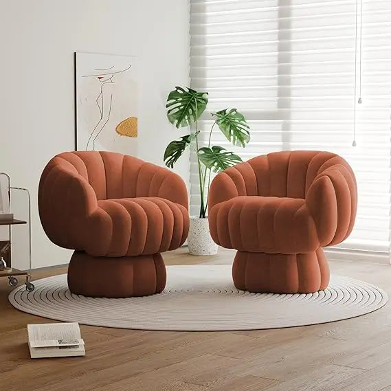 Mid Century Modern 360 Degree Swivel Velvet Accent Chair Set