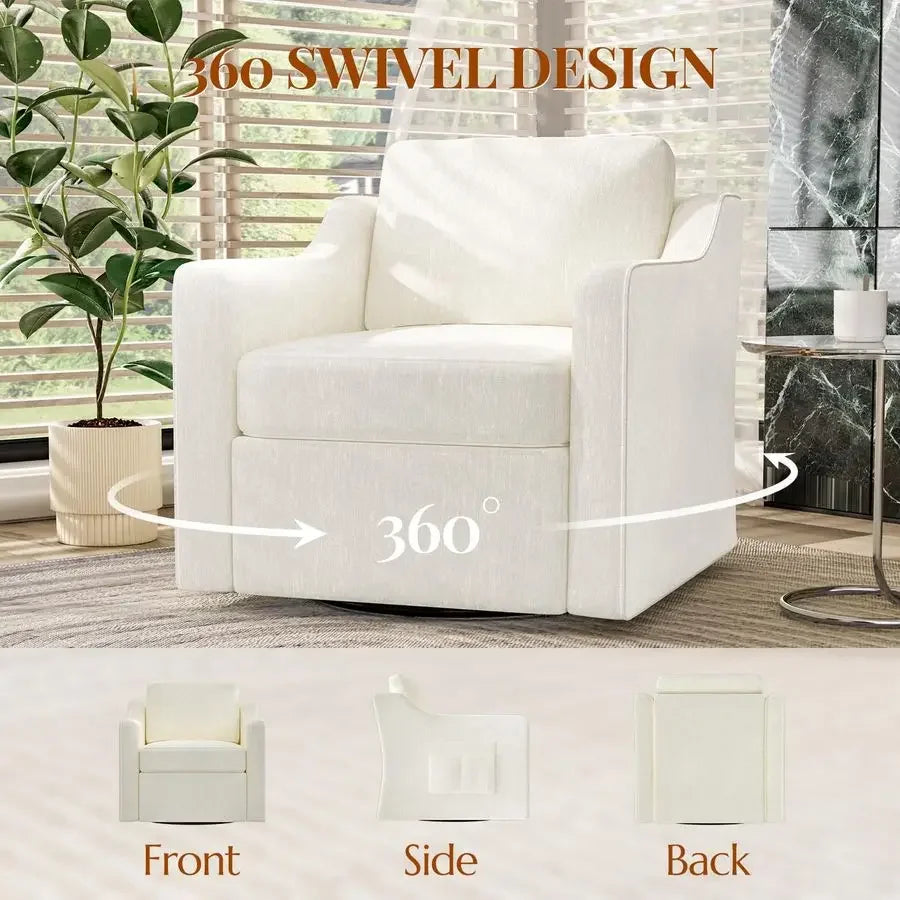 Swivel Accent Chair Set Of 2 Upholstered Armchairs For Reading