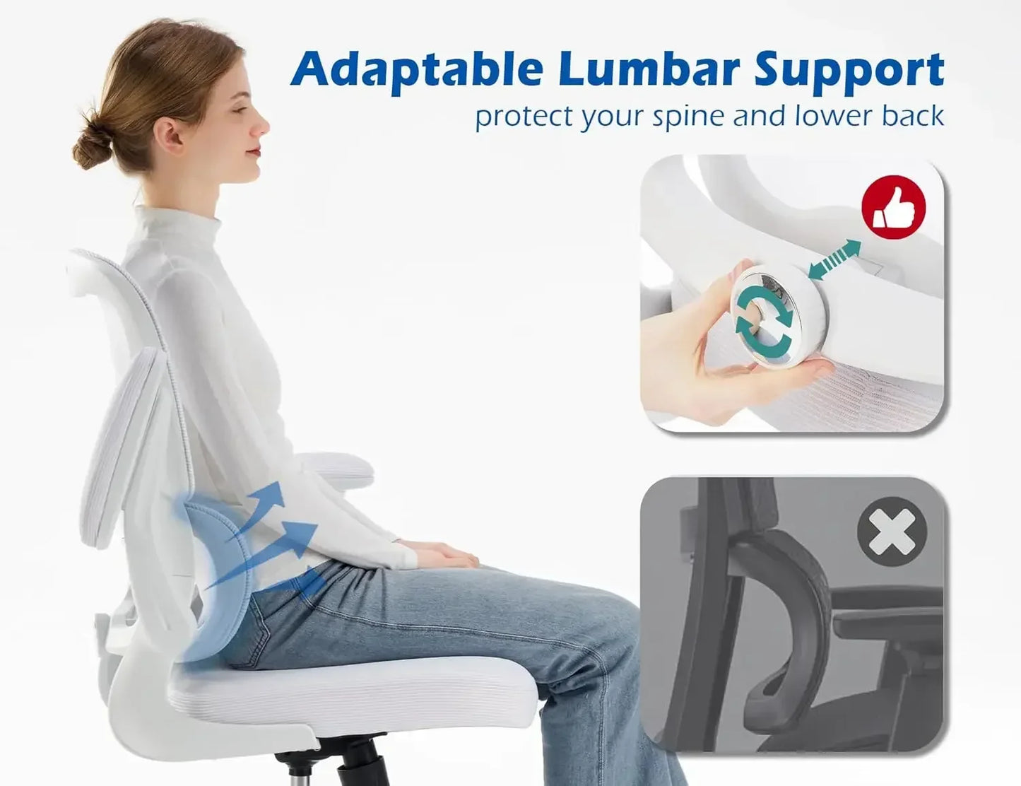 Ergonomic Office Chair With Adjustable Lumbar Support Mesh Back
