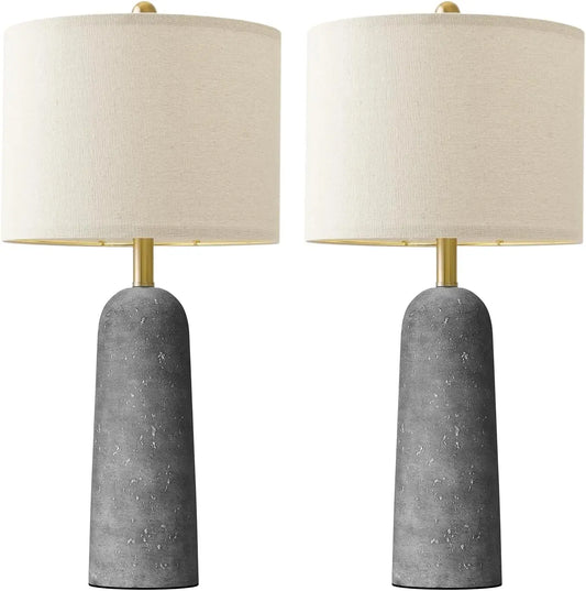 Contemporary Resin Table Lamp Set Of 2 With Linen Shade