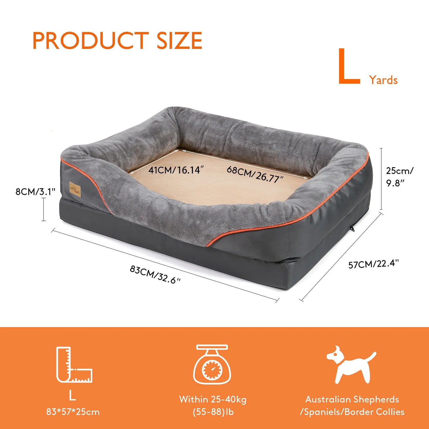 BINGOPAWCN Dog Bed With Removable Washable Cover Waterproof Anti Allergy