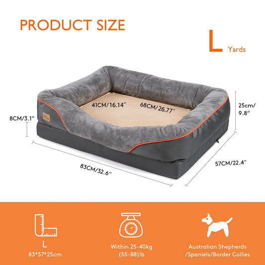 BINGOPAWCN Dog Bed With Removable Washable Cover Waterproof Anti Allergy
